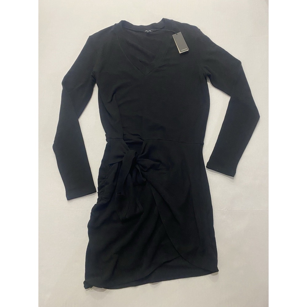 Monrow Black V-Neck Long Sleeve Dress. Medium. NWT